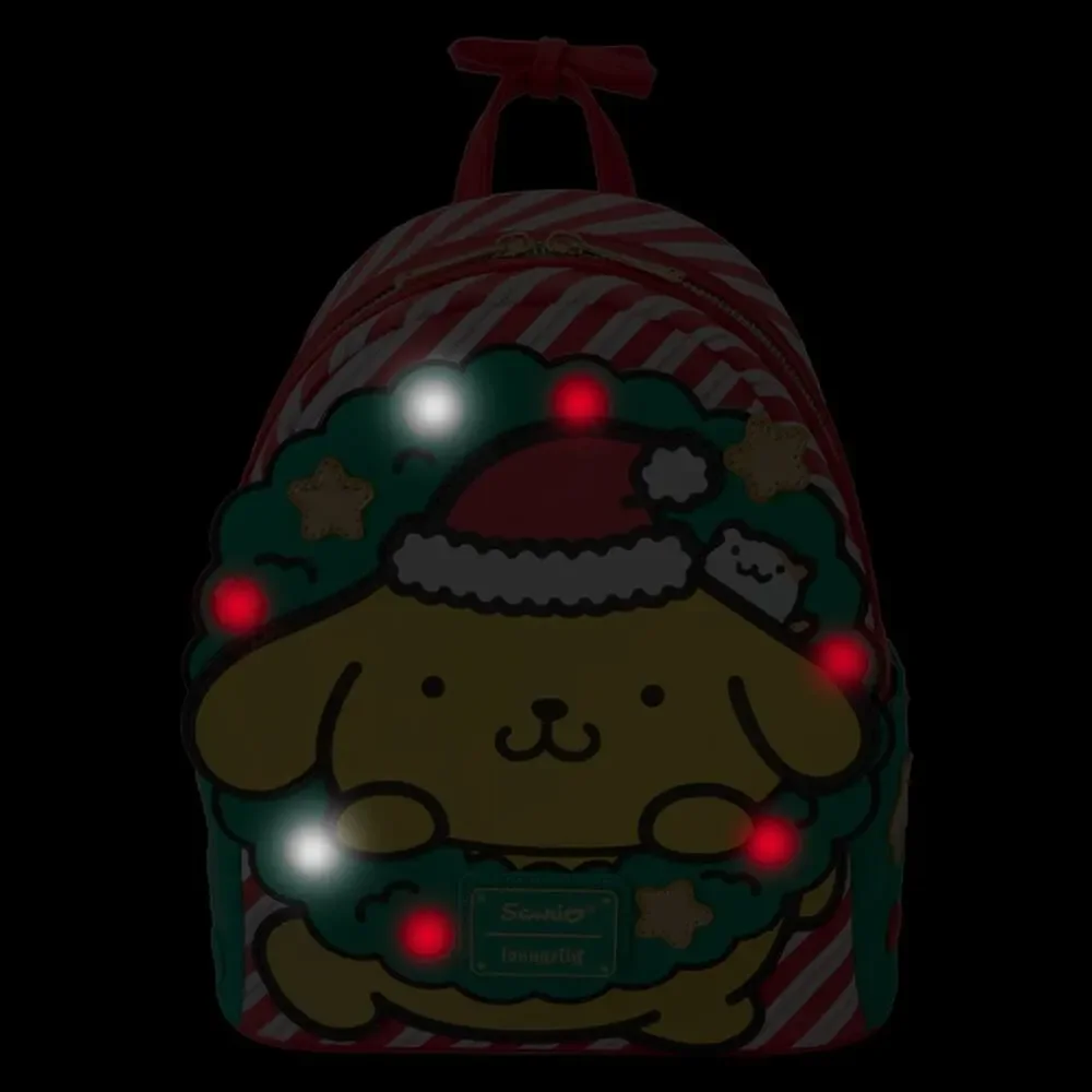 Unisex Loungefly Pompompurin Christmas Light-Up Mini Backpack Red Green